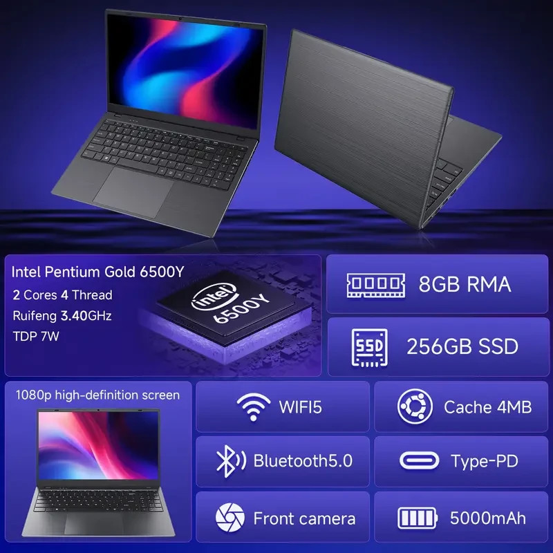 RNRUO 15.6-inch Ultra-thin Lightweight Office And Study Laptop