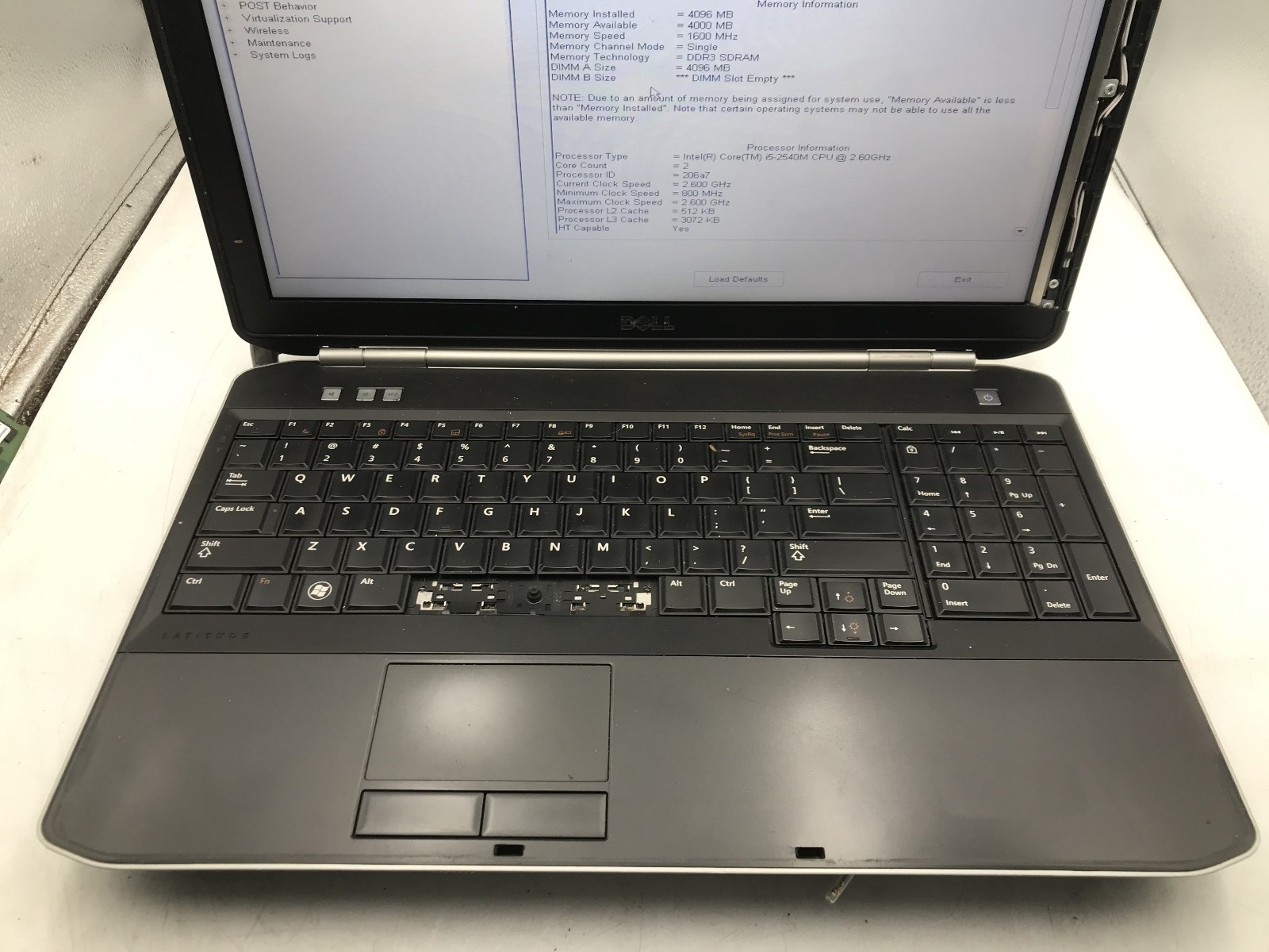 DELL LATITUDE E5520 – BOOTS TO BIOS – INTEL I5 2540M – NO RAM – READ DESCRIP -BB