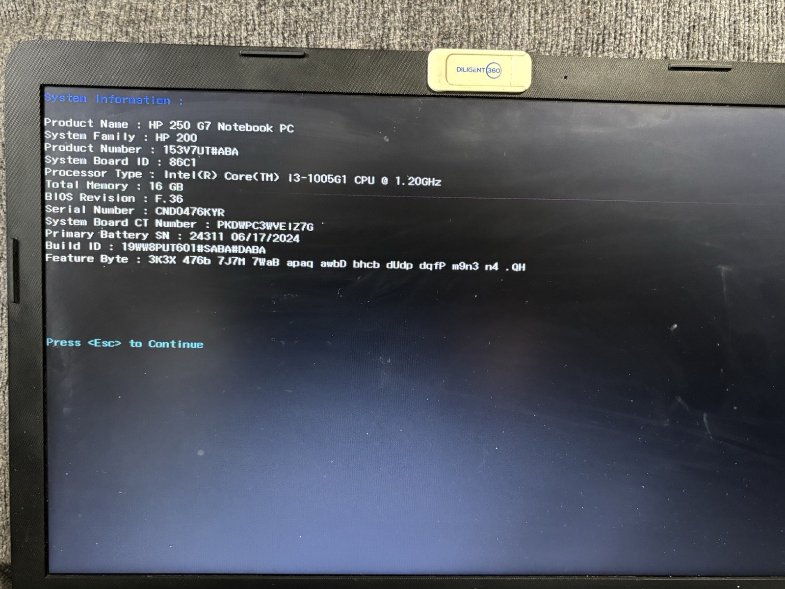 HP 250 G7 Notebook Intel Core i3-1005G1 16GB RAM