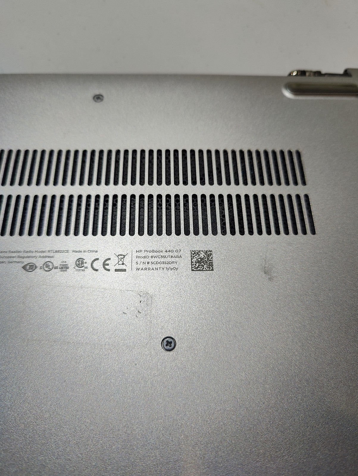 HP PROBOOK 440 G7 i5-10210U @ 1.60GHz, 8GB RAM, NO HDD/OS PARTS ONLY