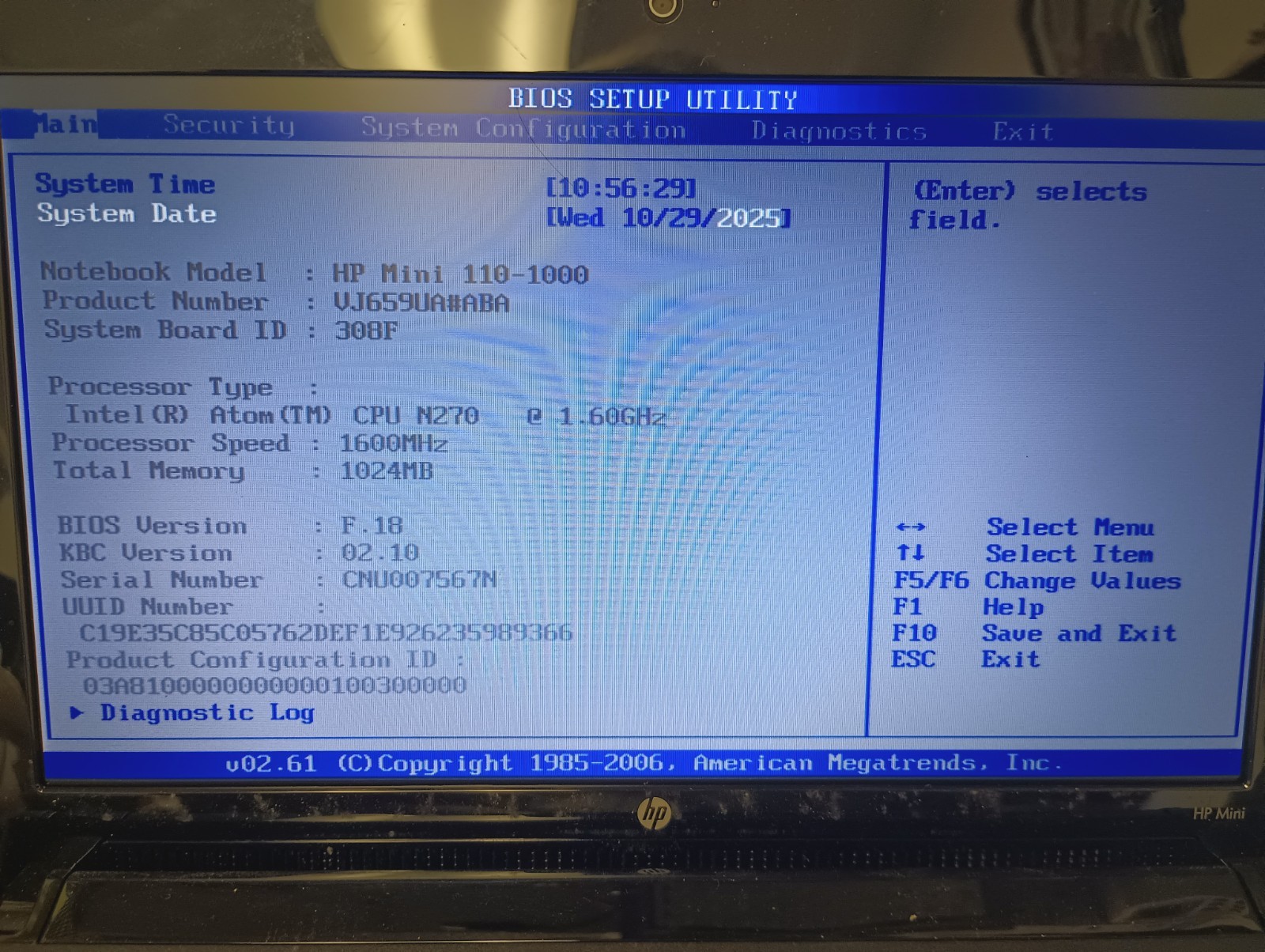 HP Mini 110-1046NR Intel Atom N270 1.6GHz 1 GB Ram 160GB HDD Genuine Windows XP