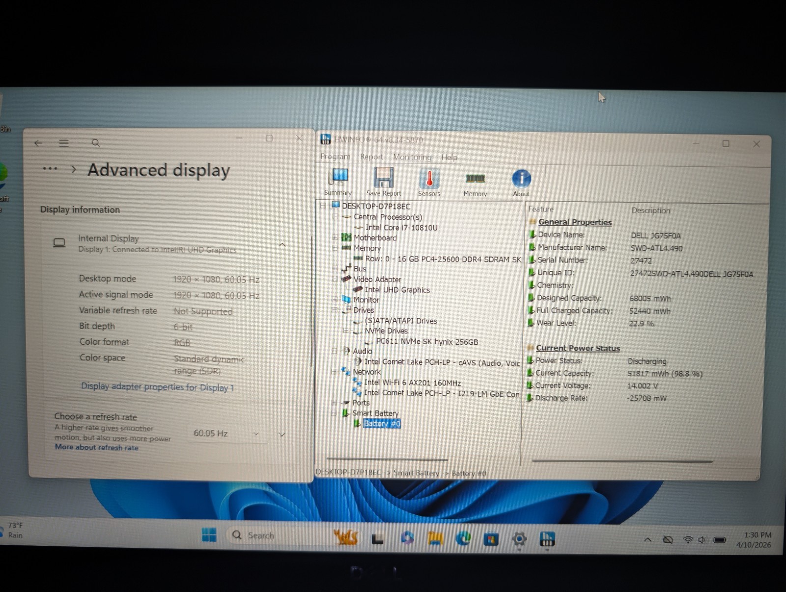 Dell Latitude 5410 Touchscreen | i7 10th 16GB RAM 256GB SSD | FHD Backlit Win 11