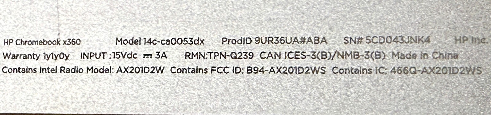HP Chromebook x360 14c-ca0053dx 14″ Touch 2.1GHz i3-10110U 8GB RAM 64GB eMMC SSD