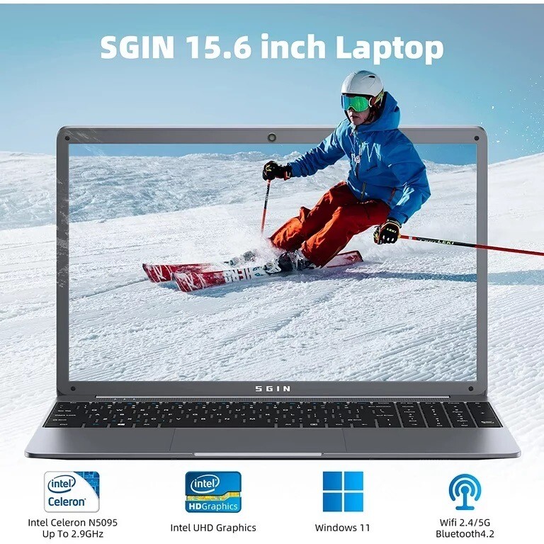 SGIN 15.6inch Laptop 12GB DDR4 512GB SSD Windows 11 Laptop Computer with Intel C