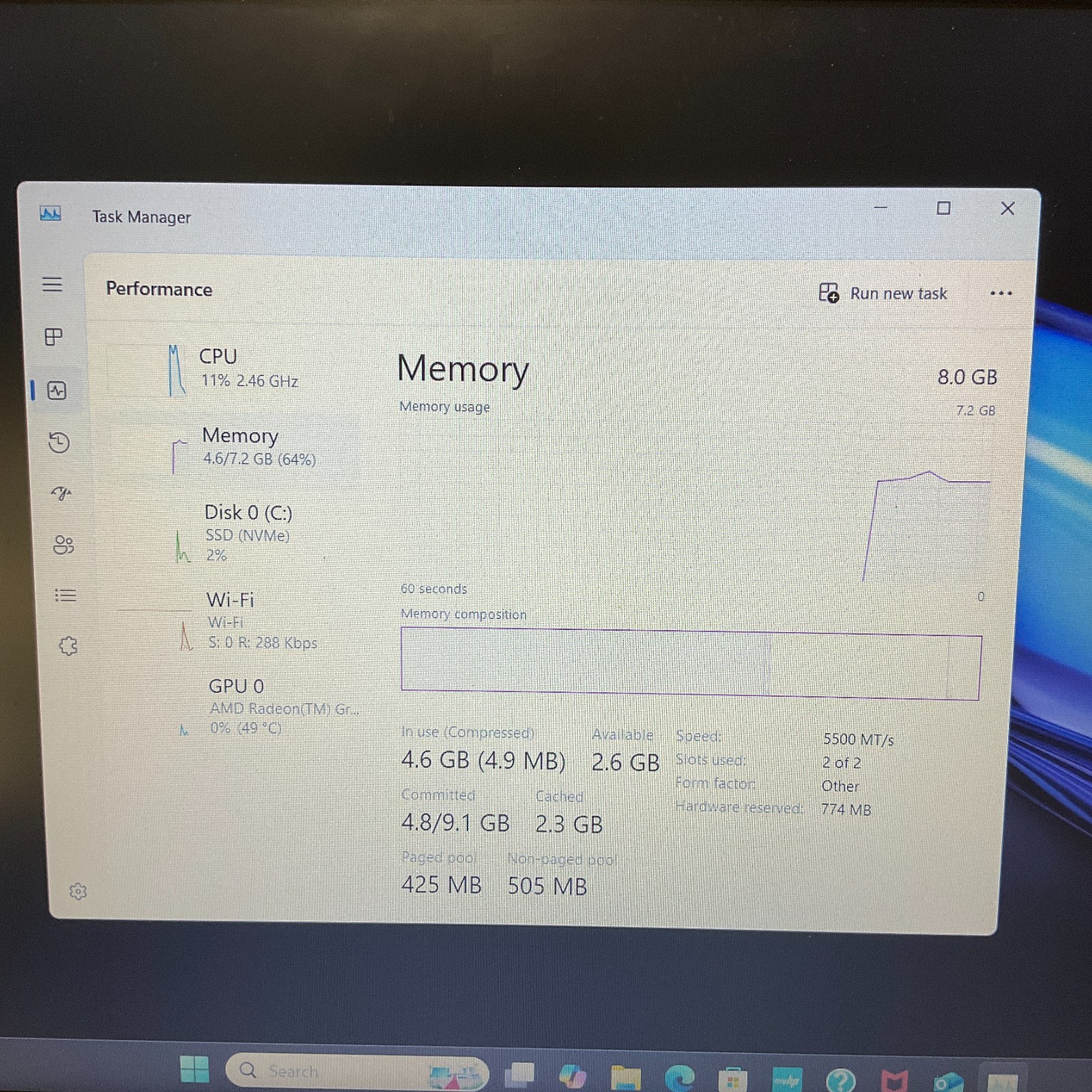 HP 15-fc0039wm 15.6″ Rose Gold Laptop AMD Ryzen 5 7520U @ 2.80 GHz 8GB 256GB
