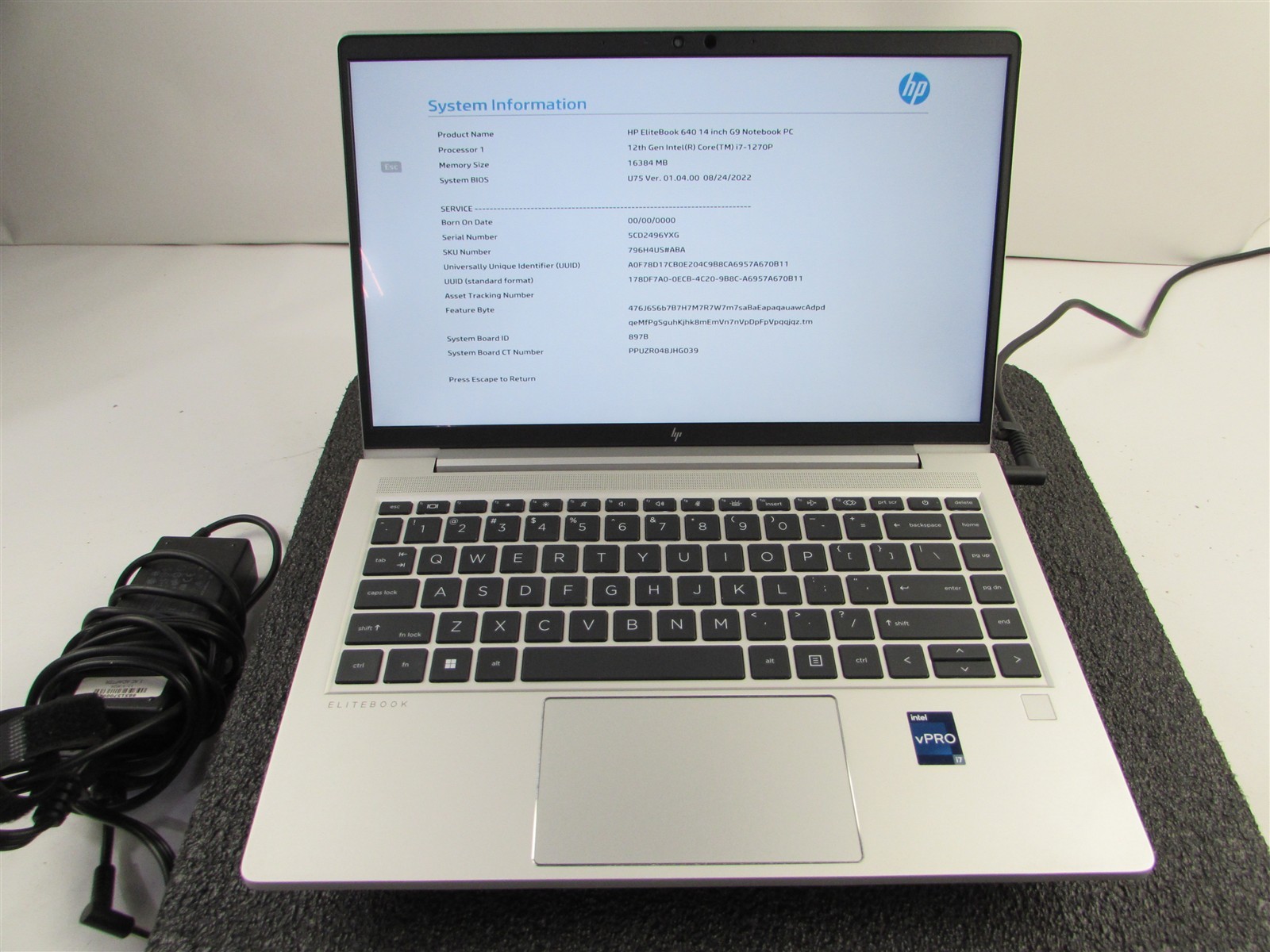 HP ELITEBOOK 640 (G9) 1920X1080 FHD TOUCHSCREEN I7-1270P NO SSD 16GB RAM NO O.S