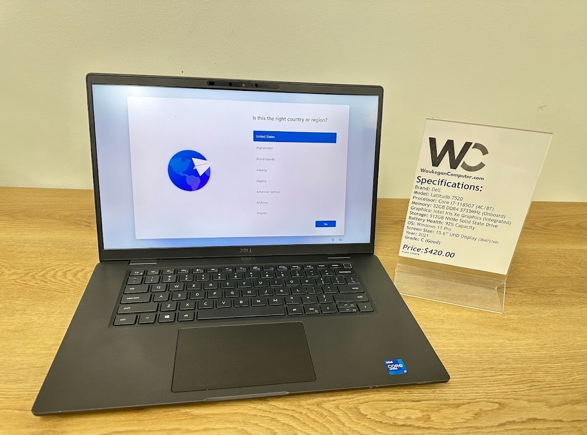 Dell Latitude 7520, Core i7 1185G7, 32GB, Iris Xe Graphics, 512GB SSD, 2021