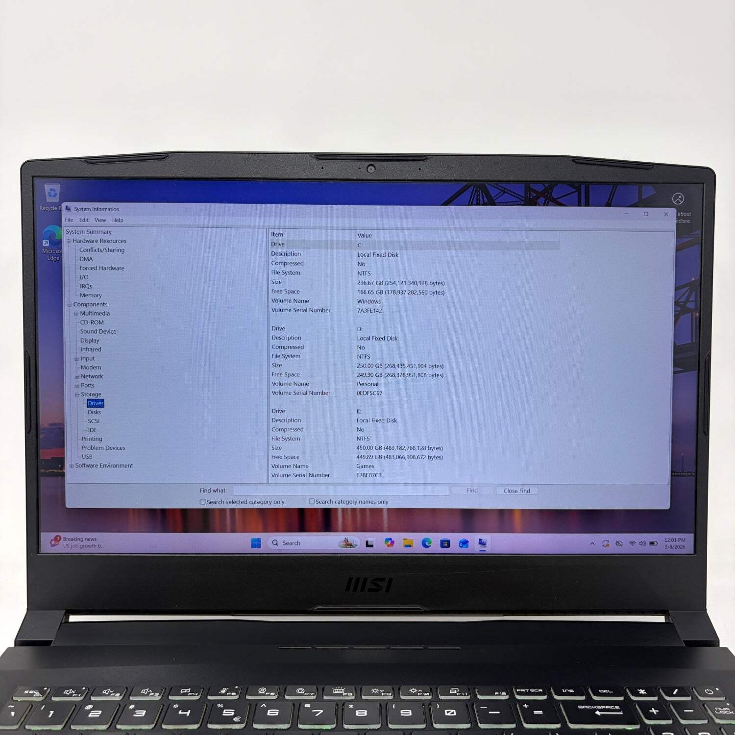 MSI Alpha 15 B5EEK 15.6″ AMD Ryzen 7 5800H 3.2GHz 32GB RAM 1 TB SSD
