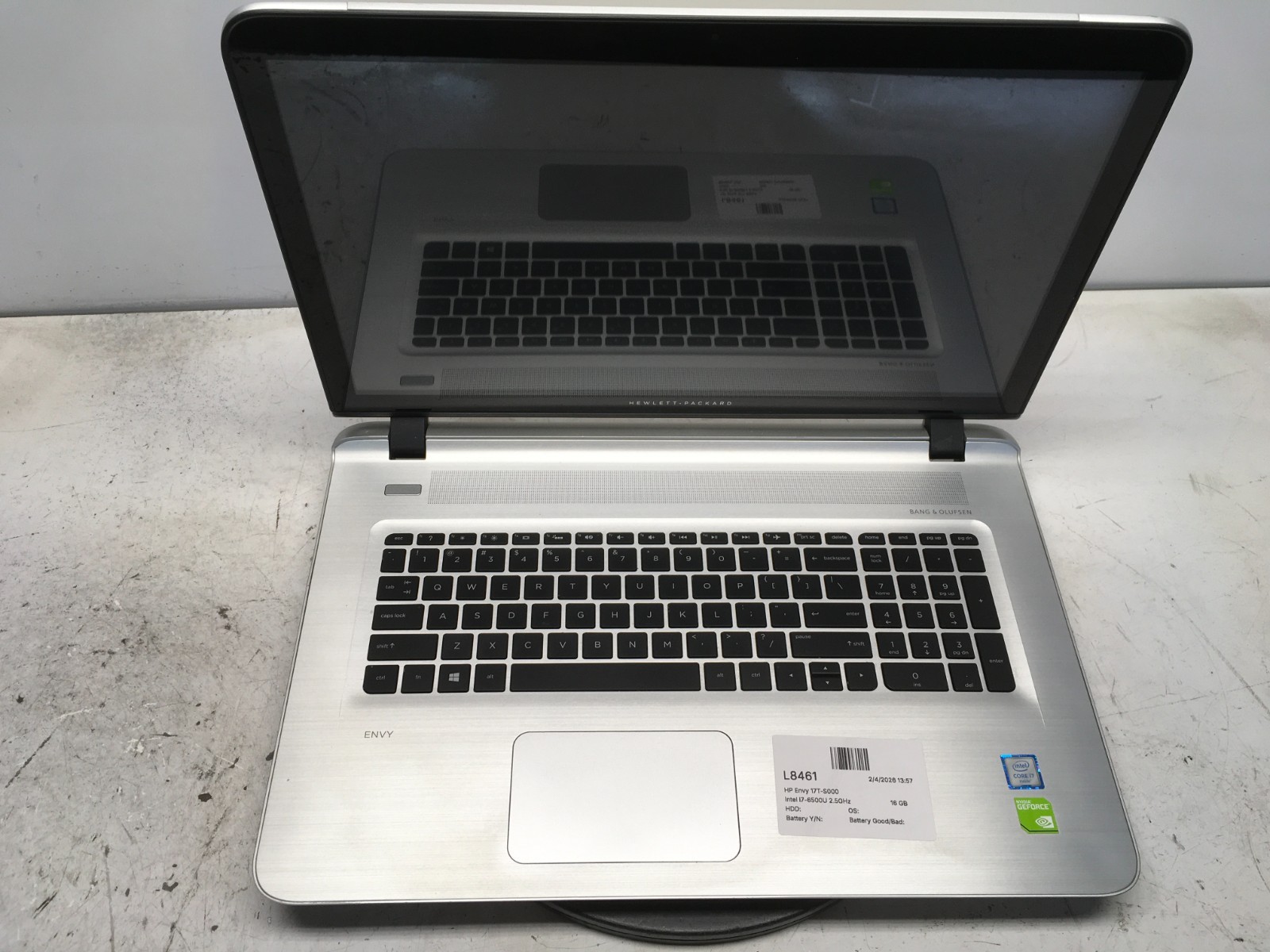 HP Envy 17T-S000 Intel i7-6500U 2.5GHz 16 GB NO HDD Nvidia GeForce 940M