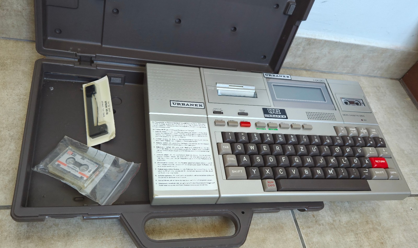 EPSON HX-20 portable computer with case, microcassette driver, printer, Untested