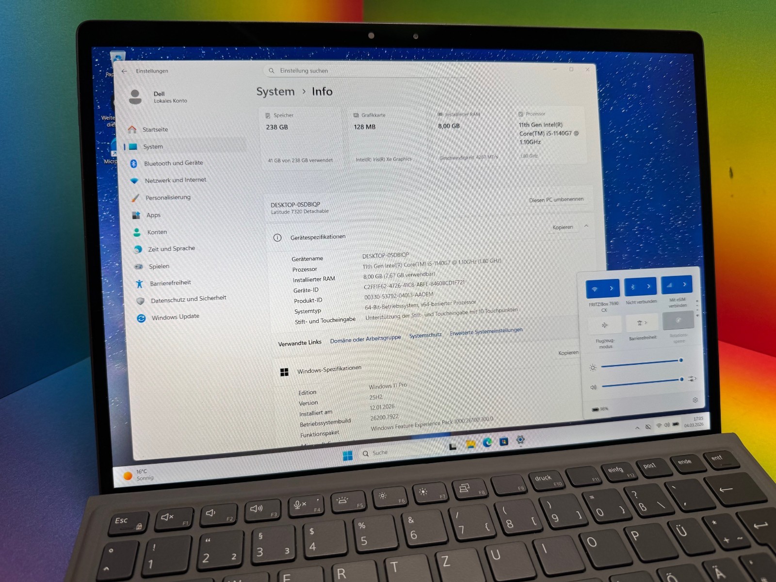Dell Latitude 7320 2-in-1 LTE eSIM i5-1140G7 8GB 256GB 13″ De Win11Pro FID ST