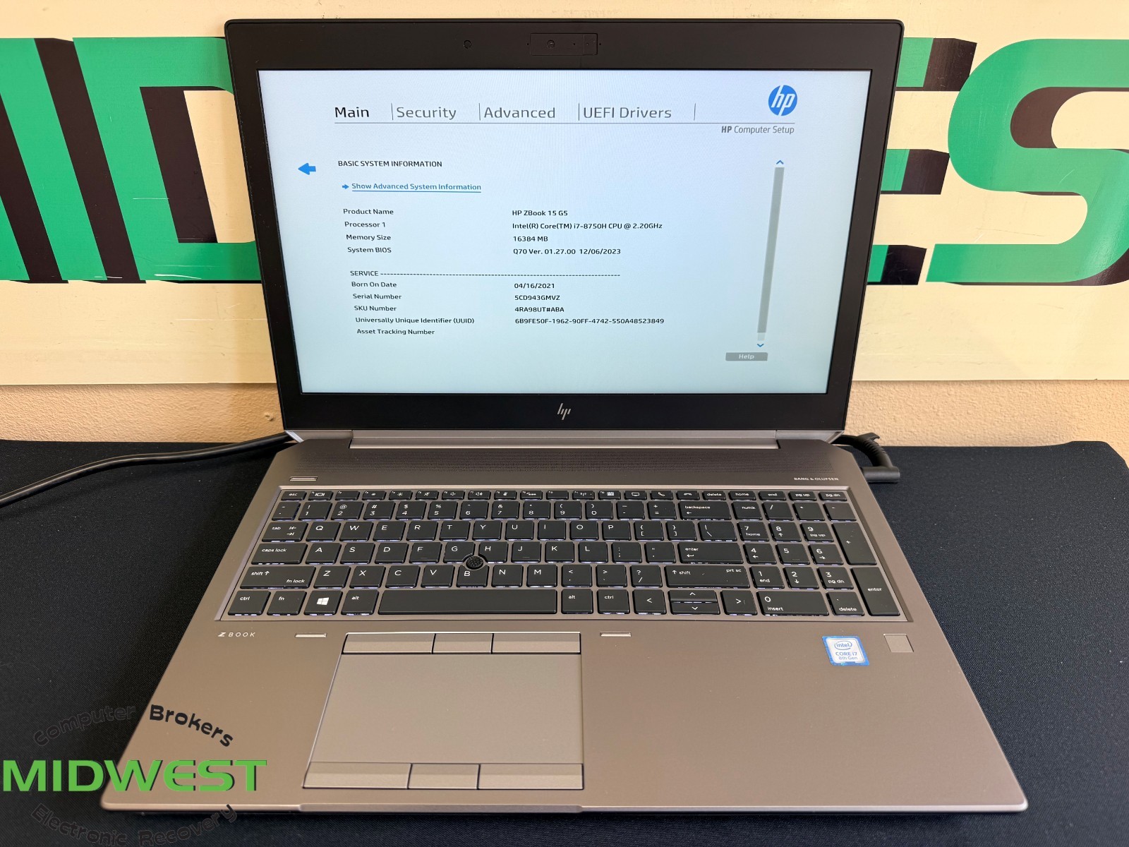 HP ZBook 15 G5 i7-8750H 2.2GHz 16GB RAM No OS/HDD/SSD