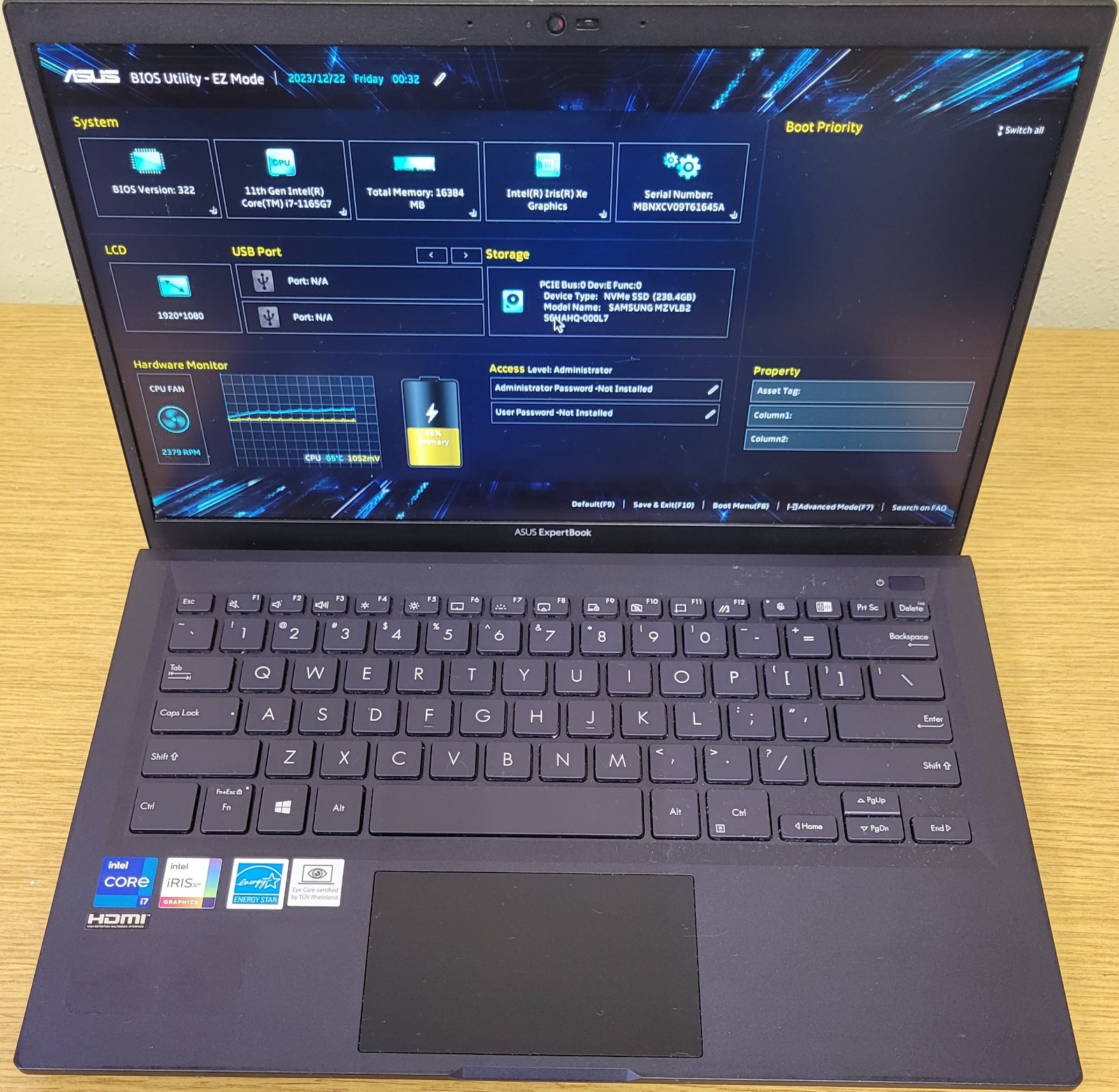 Asus ExpertBook B1400CEAEY i7-1165G7 2.80GHz 16GB DDR4 256GB NVMe NO OS/HDD