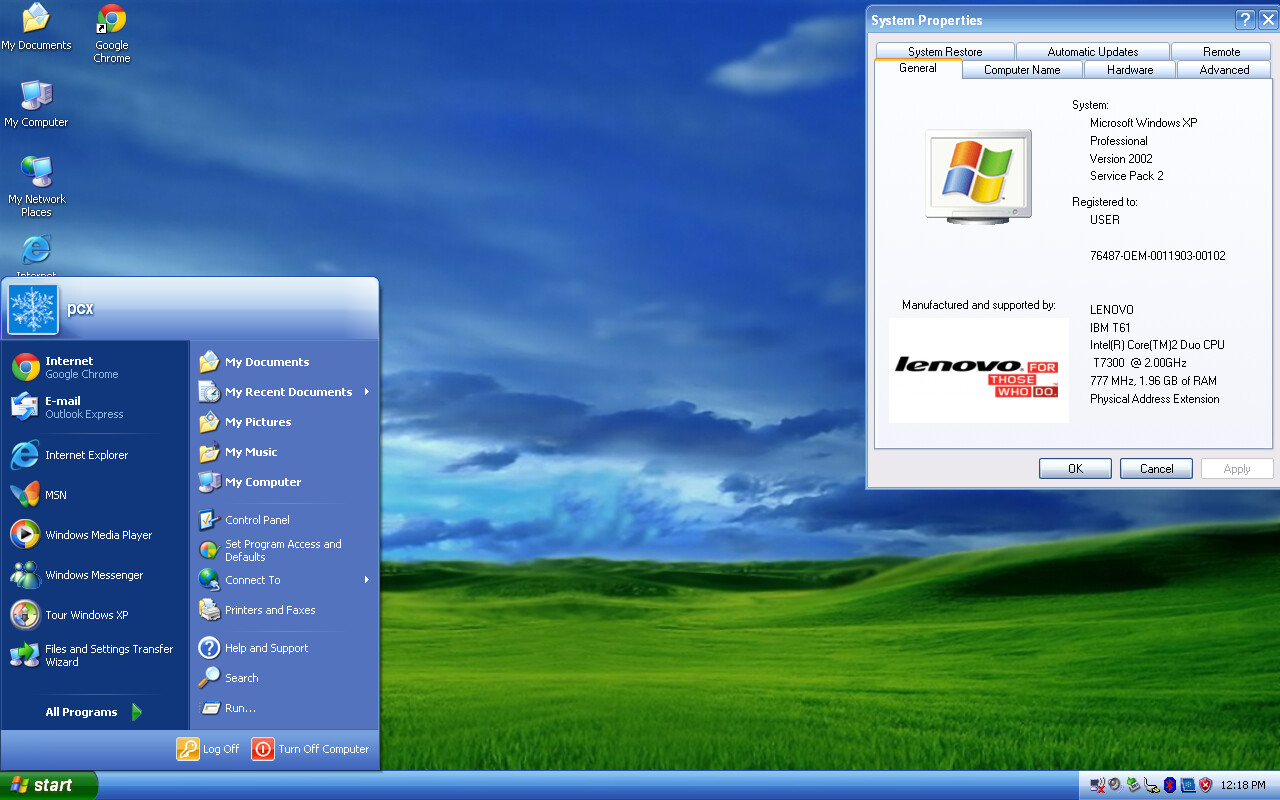 IBM Lenovo ThinkPad T61 14″IN LCD T7300 2.00GHz 2GB RAM 80GB HDD Windows XP PRO