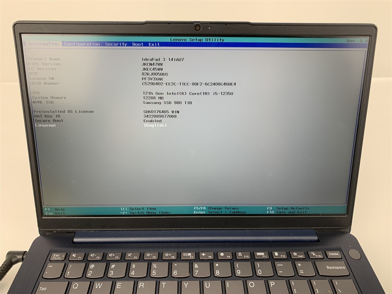 Lenovo IdeaPad 3 Laptop 12th Gen i5-1235U 12GB RAM 1TB NVMe SSD Win11 (14IAU7)