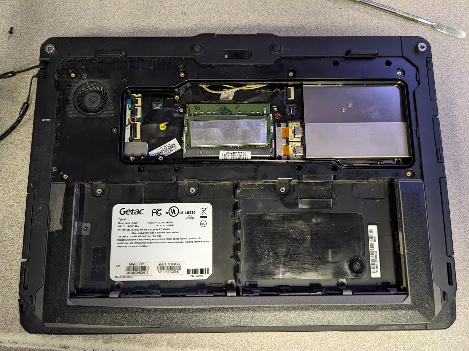 GETAC K120 i5-8250U @ 1.60GHz, 16GB RAM, NO HDD/OS
