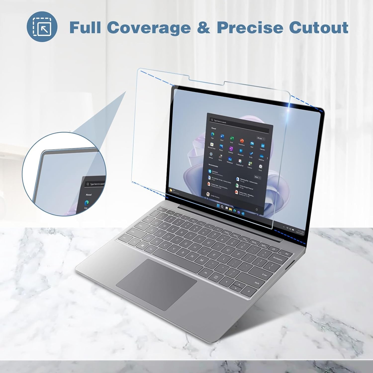 Tempered Glass Screen Protector for Microsoft Surface Laptop Go 3/2/1 12.4 Inch
