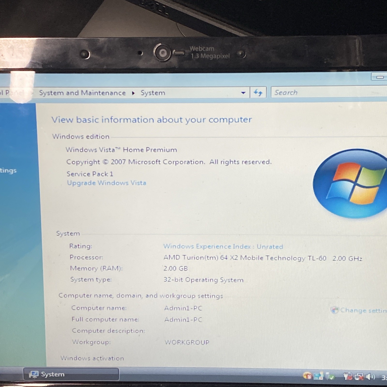 Gateway M Series SA1 AMDWindows Vista Laptop *read*
