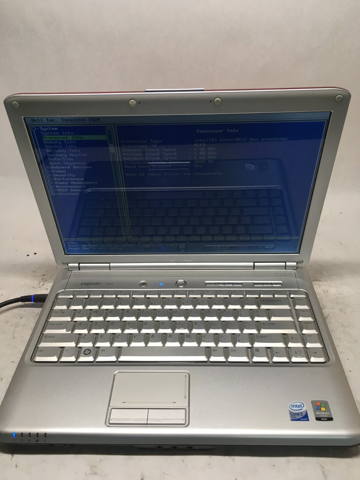 Dell Inspiron 1420 14″ (AS IS) Intel Core 2 Duo @ 1.66 GHz – JZ
