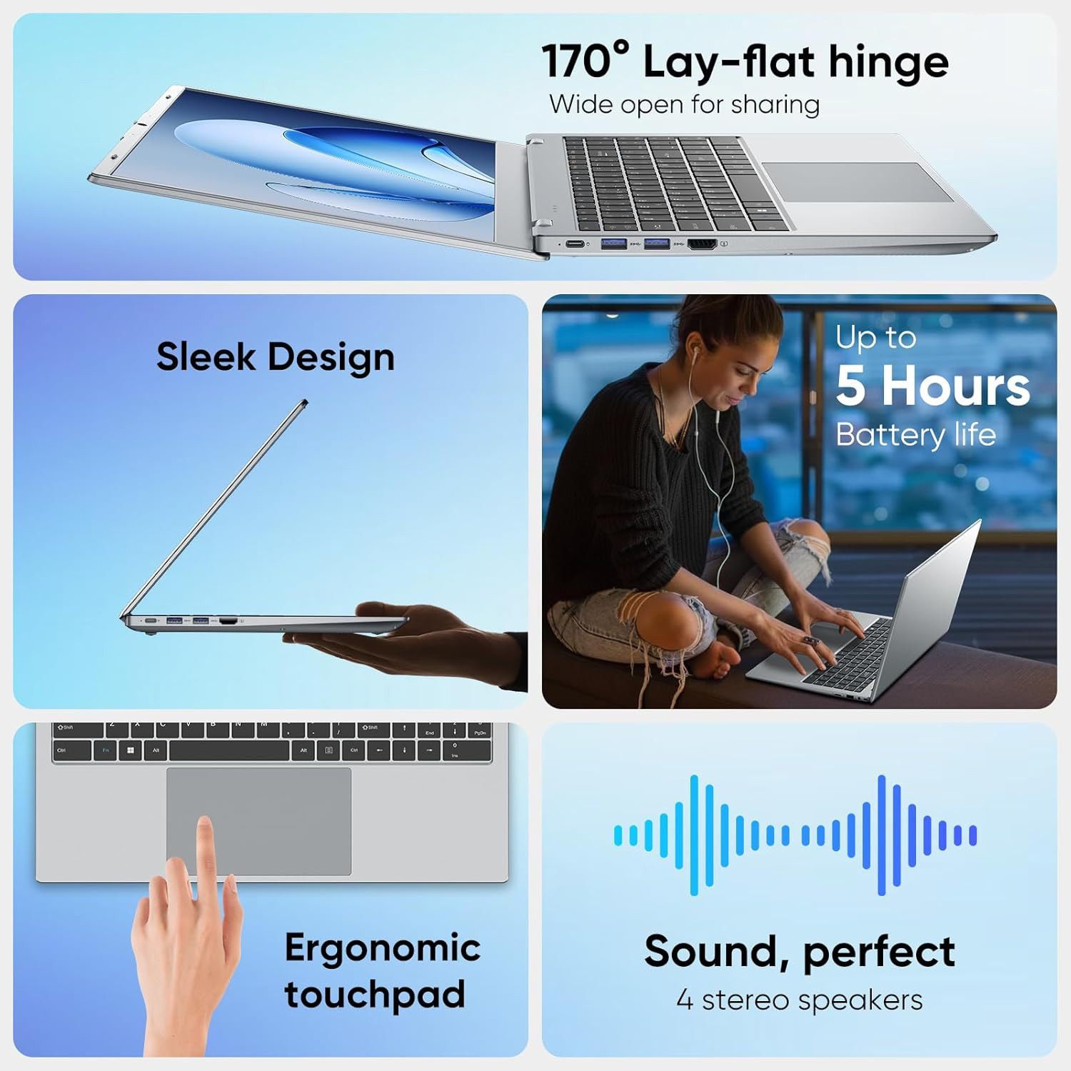 Laptop Computer, 15.6″ FHD IPS Display, Laptop for Student and Business, 16GB RA