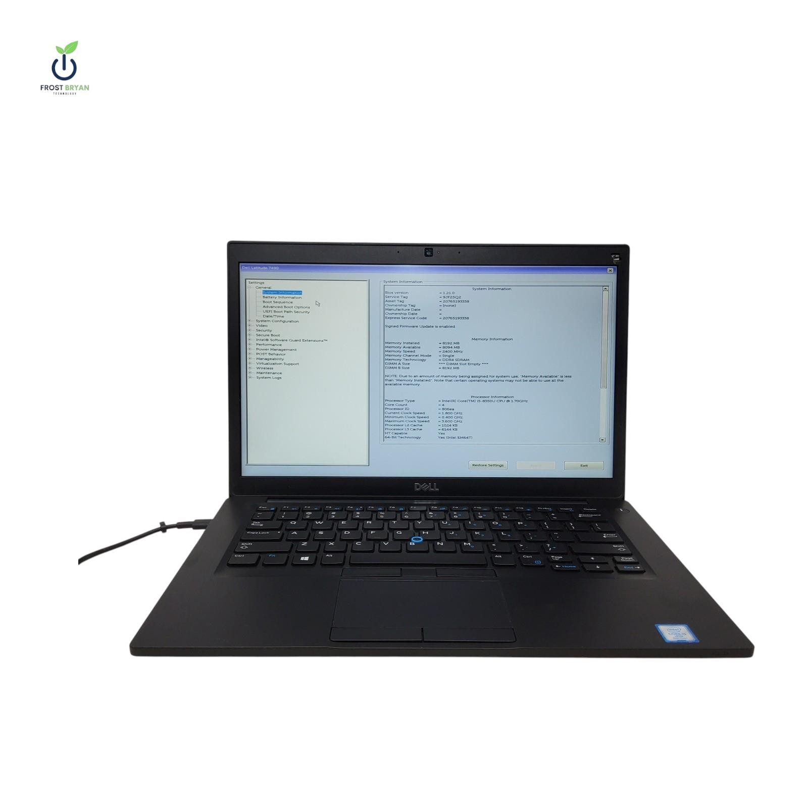 DELL LATITUDE 7490 Laptop i5-8350U@1.70GHz 8 GB 256 GB No OS Grade C [READ]