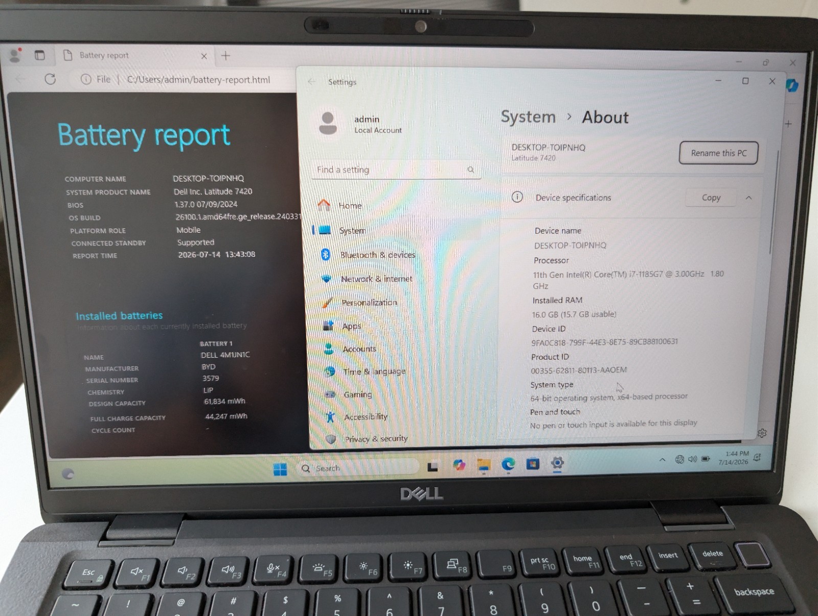 Dell Latitude 7420 14″ (Intel Core i7 11th Gen., 1.2GHz, 16GB RAM, 512GB SSD)…