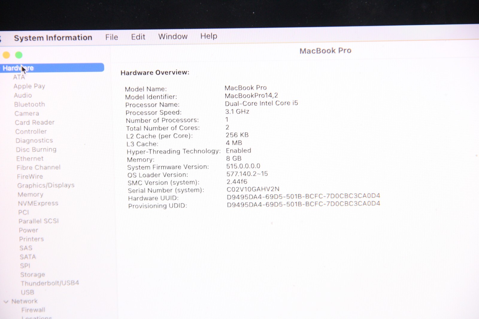 Apple 2017 MacBookPro 14,2 | i5@3.1GHz(7267U), 8GBRam, 256 SSD, Ventura, Wear!