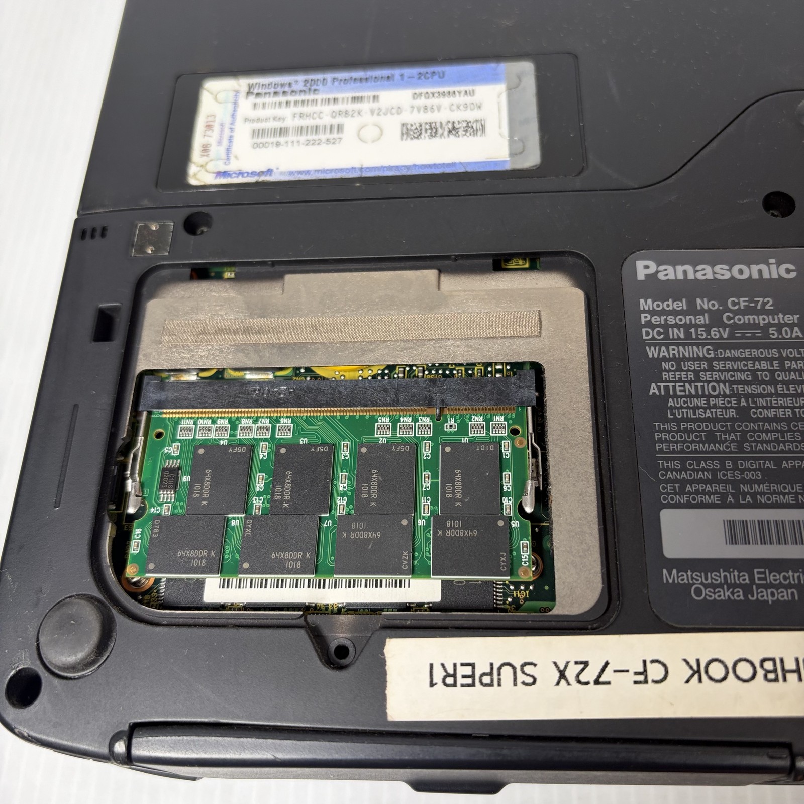 AS IS Panasonic Toughbook CF-72 Rugged Laptop Windows XP Pentium 4 DVD-RW