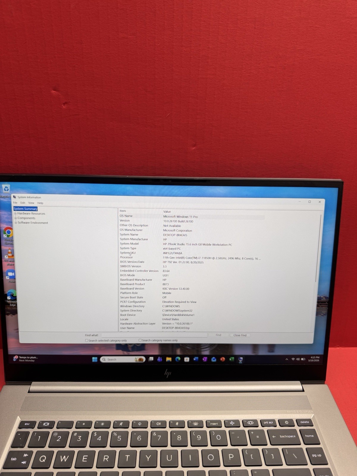 HP ZBOOK Studio 15.6” G8 Mobile Workstation 11th i7 11850H 2.5GHz 32GB RAM 1TB