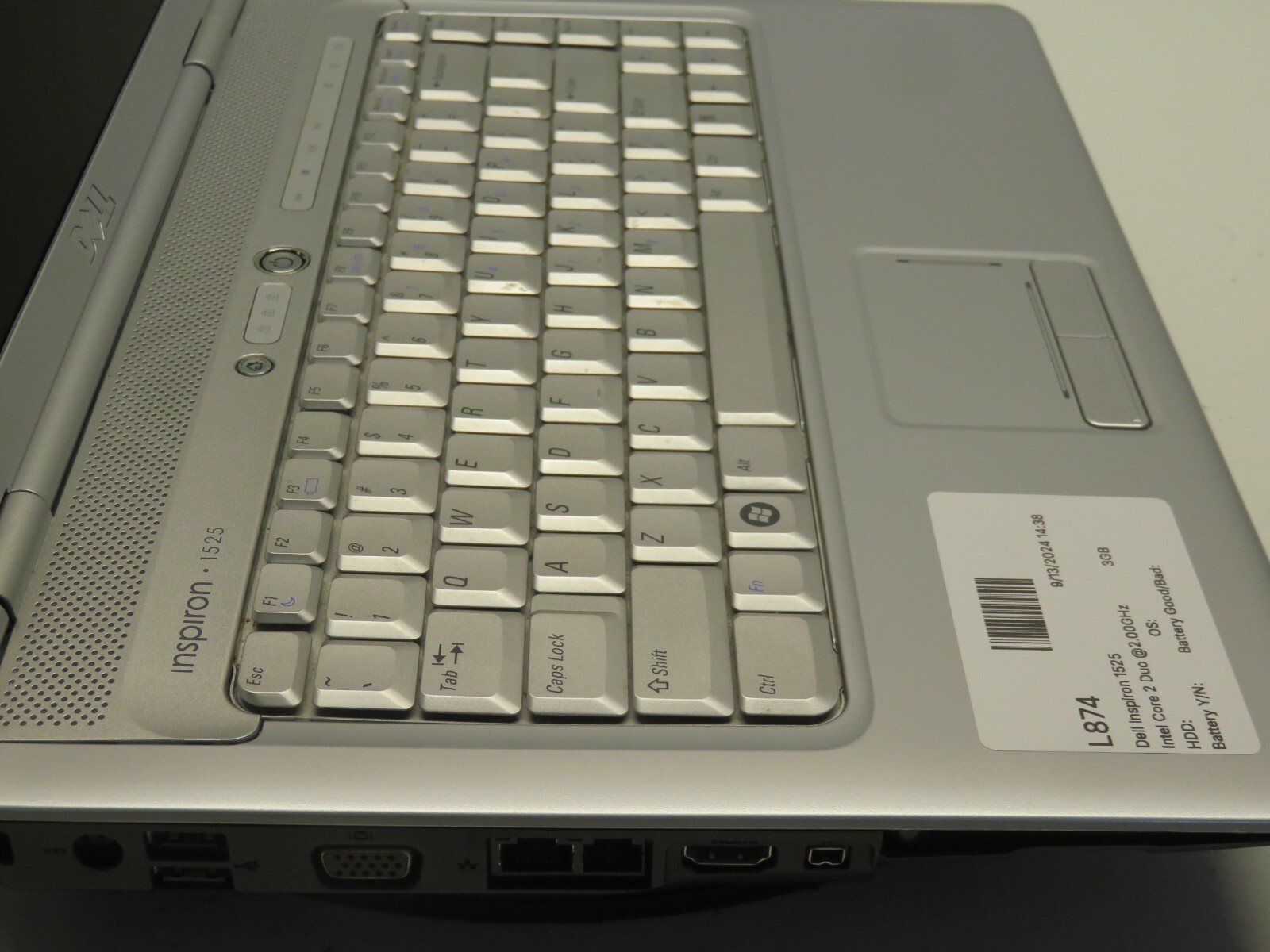 Dell Inspiron 1525 Intel Core 2 Duo 2.00GHz 3GB 500 GB Windows XP No Batt