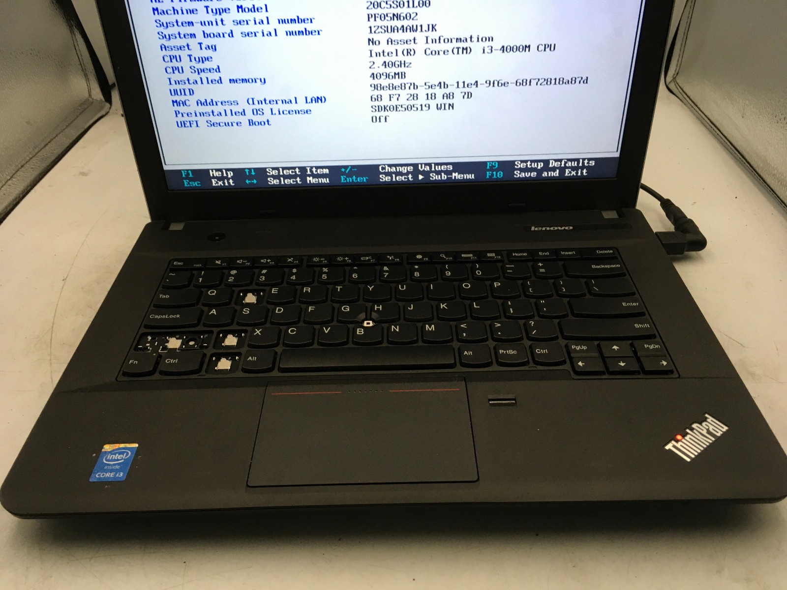 LENOVO THINKPAD E440 – BOOTS TO BIOS/LOCKED – INTEL I3 4000M – 4GB RAM – READ-BB