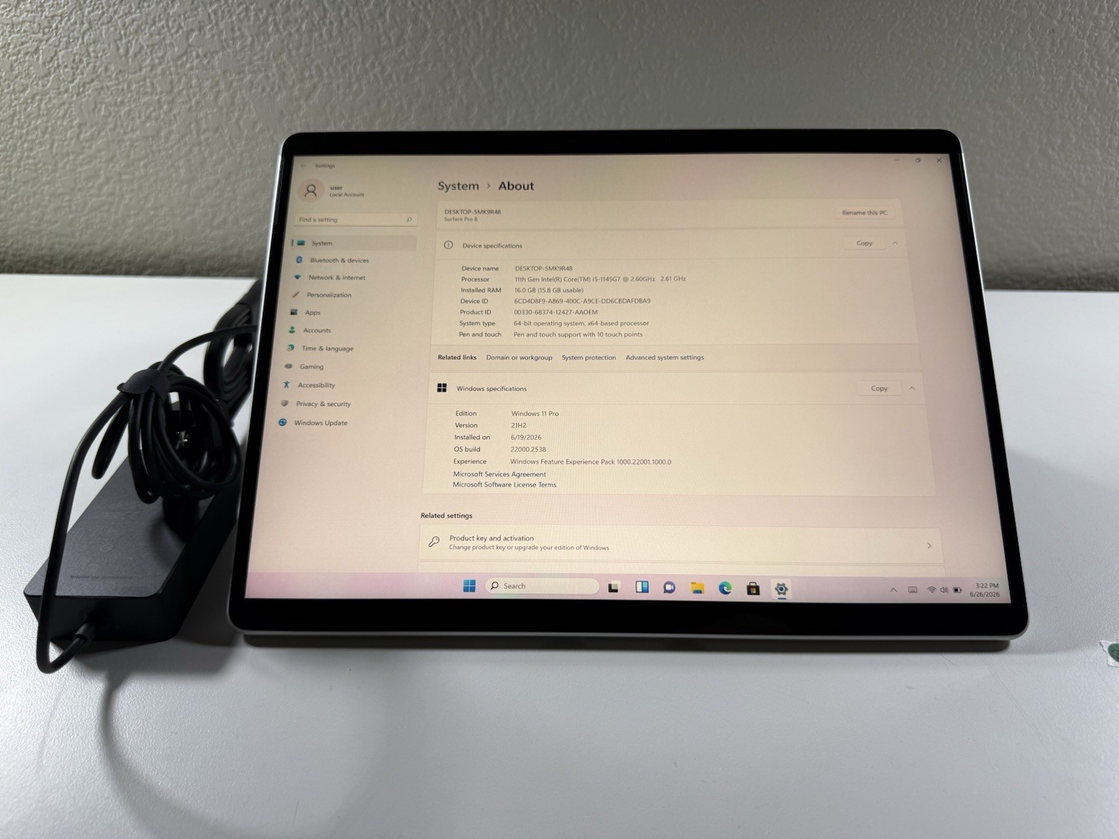 Microsoft Surface Pro 8 (1982) i5-1145G7 – 16GB RAM – 256GB 120Hz – Win 11 Pro