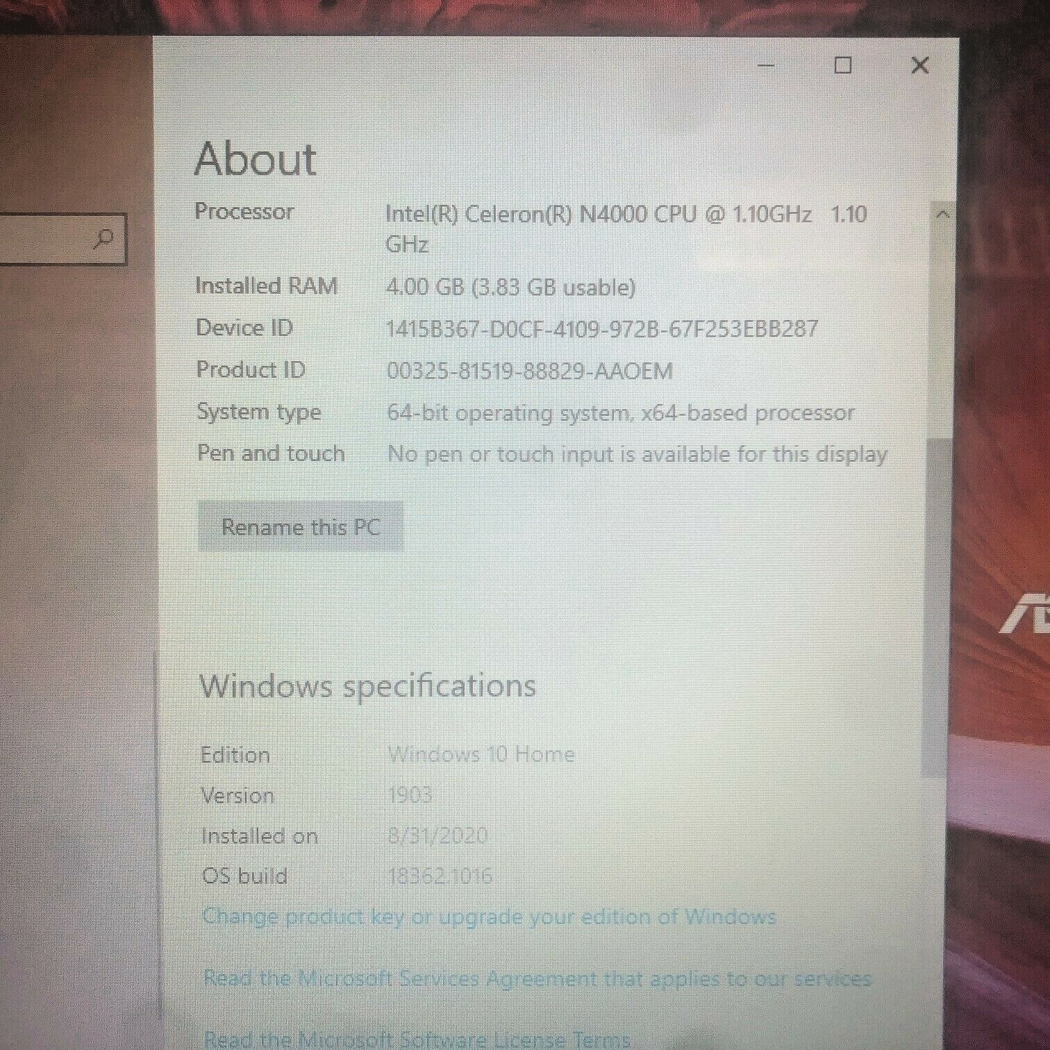 Asus Vivobook Laptop. Model R543M. 1TB SSD