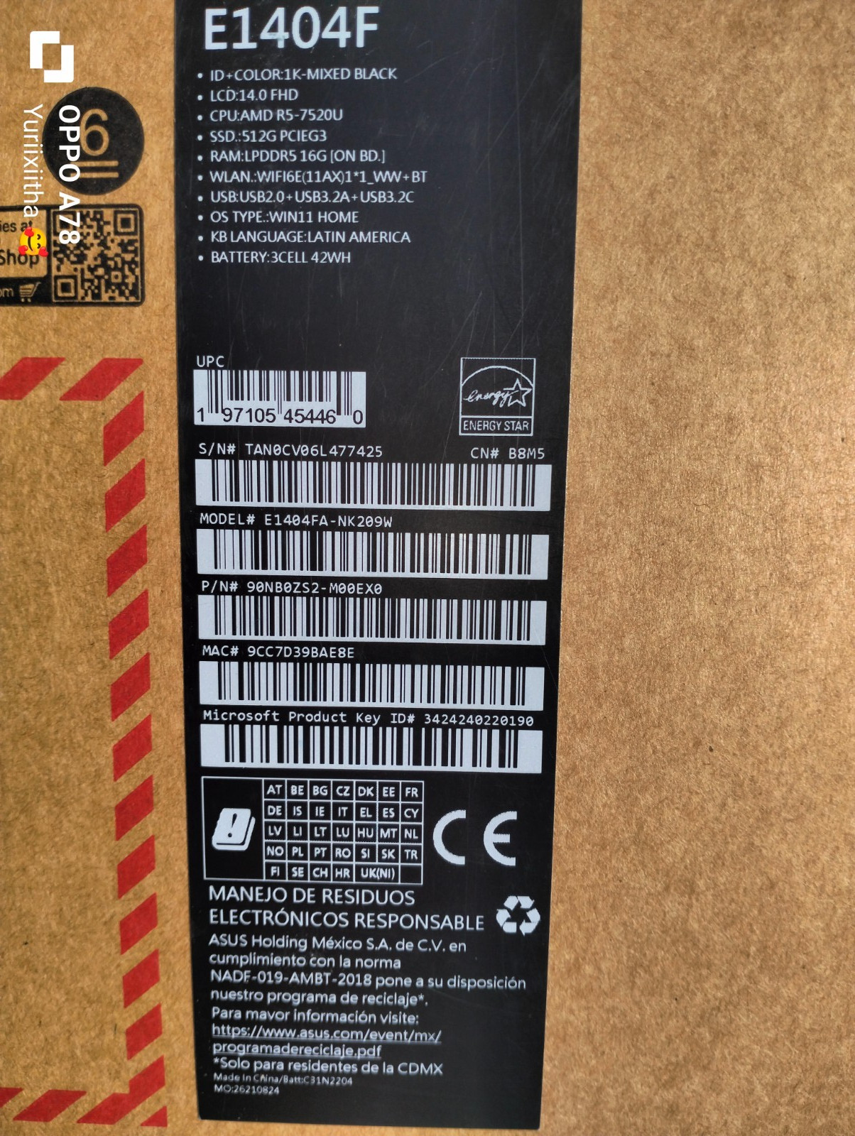 Asus Vivobook 14 E1404 Ryzen 5 7520U 16GB RAM 512GB Make an offer Haz Una Oferta
