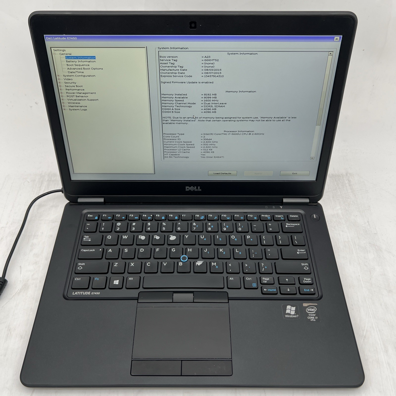Dell Latitude E7450 i7 5600U 2.6GHz 8GB RAM GeForce 840M 2GB No Drive No OS READ