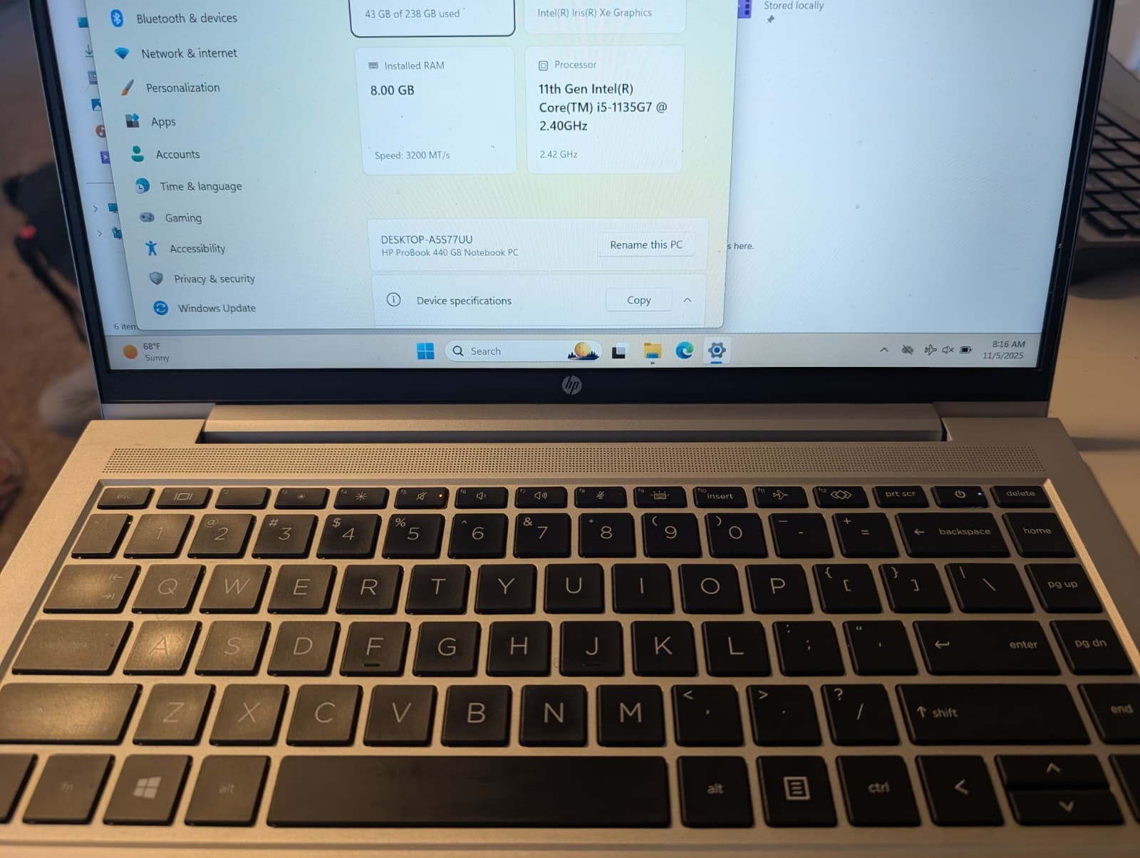 HP ProBook 440 G8 14″ i5-1135G7 @2.40GHz 8GB 256GB SSD Win11 Enterprise Laptop
