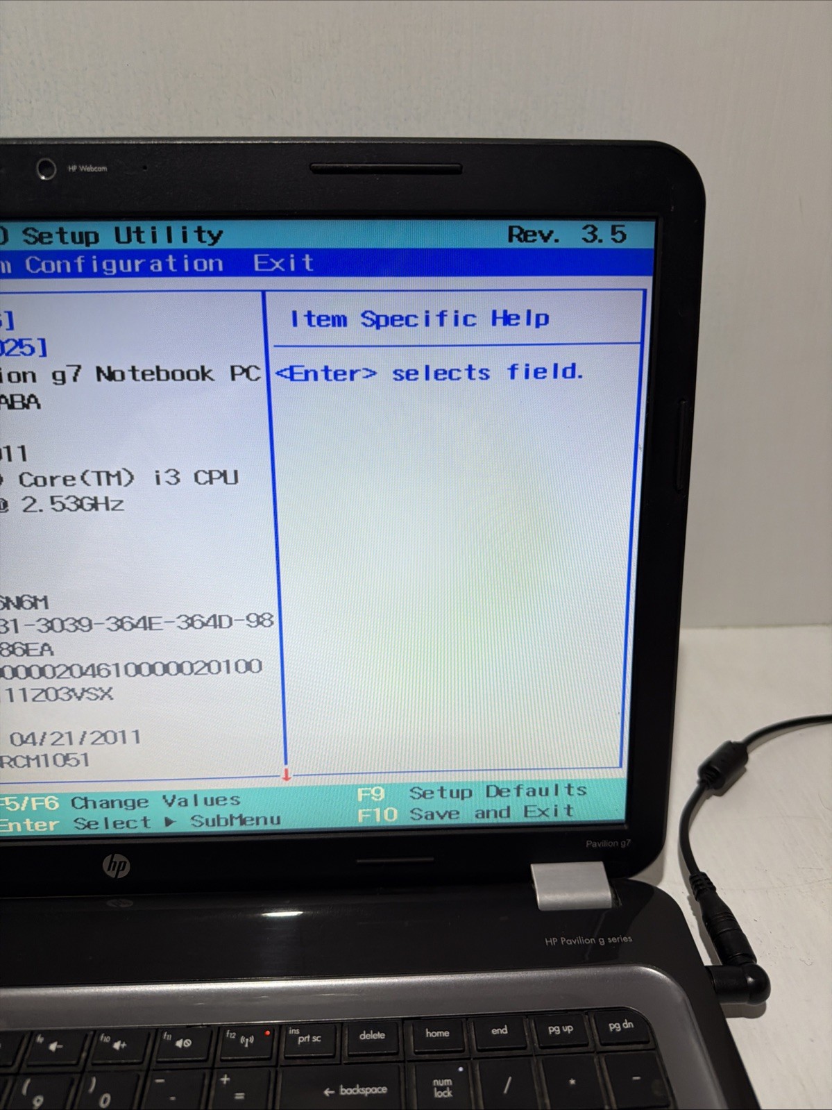 Hp Pavilion G7 17″ Laptop i3-M380 4gb Ram NO Drives Boots Bios No P/S
