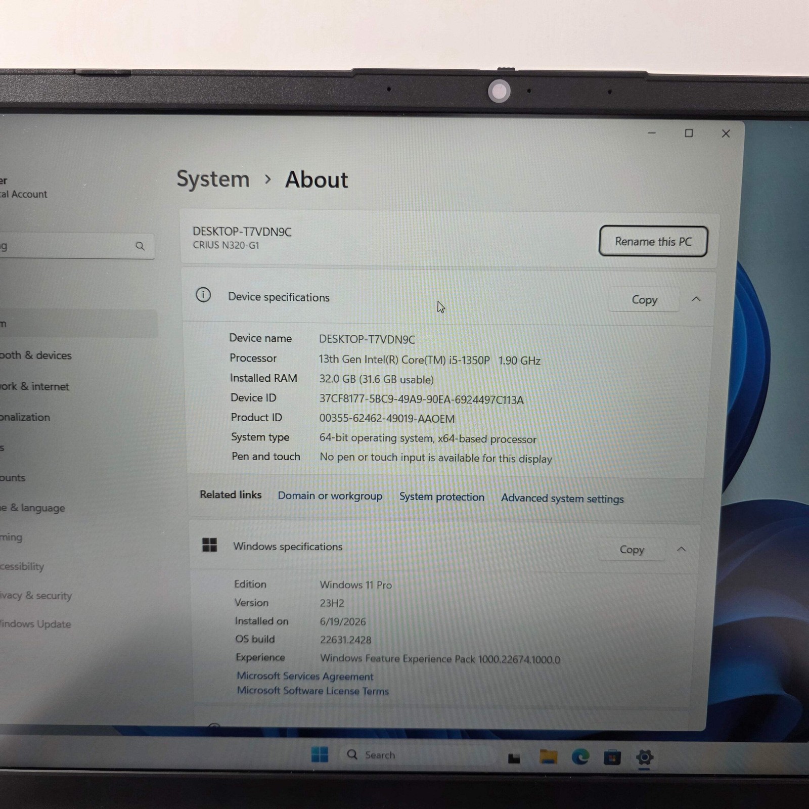 New CIARATECH N320-G1 15.6″ i5-1350p 1.9GHz 32GB RAM 2TB SSD