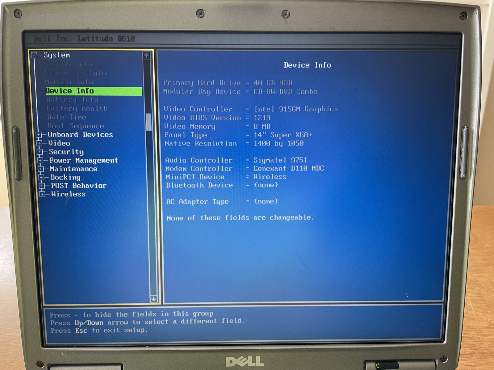 Dell Latitude D610 Retro Windows XP Laptop w/ batt, chrg. (N3B1)