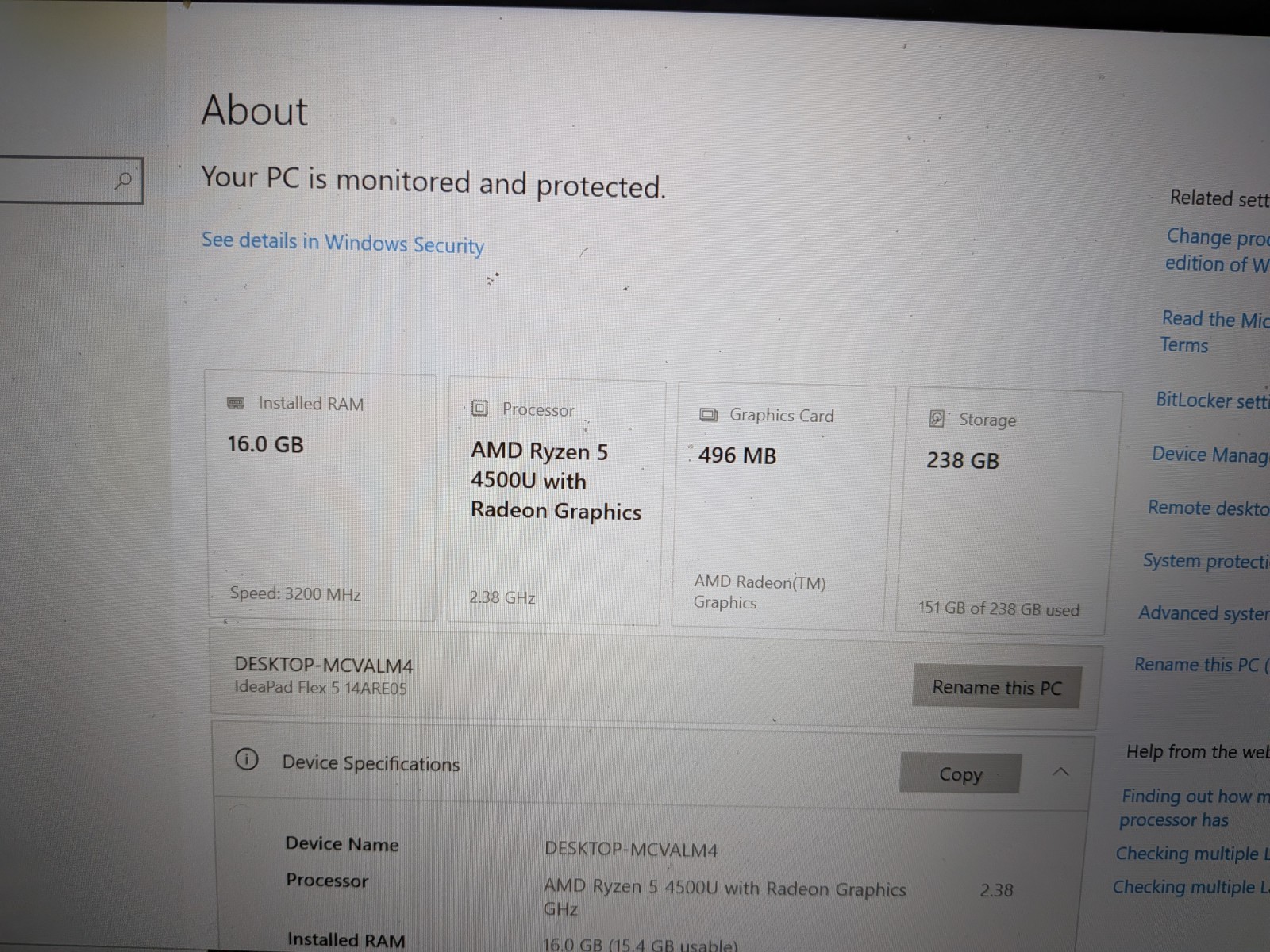 Lenovo IdeaPad Flex 5 14ARE05 Ryzen 5 4500U 16GB 256GB SSD 14″ FHD Touch W11H
