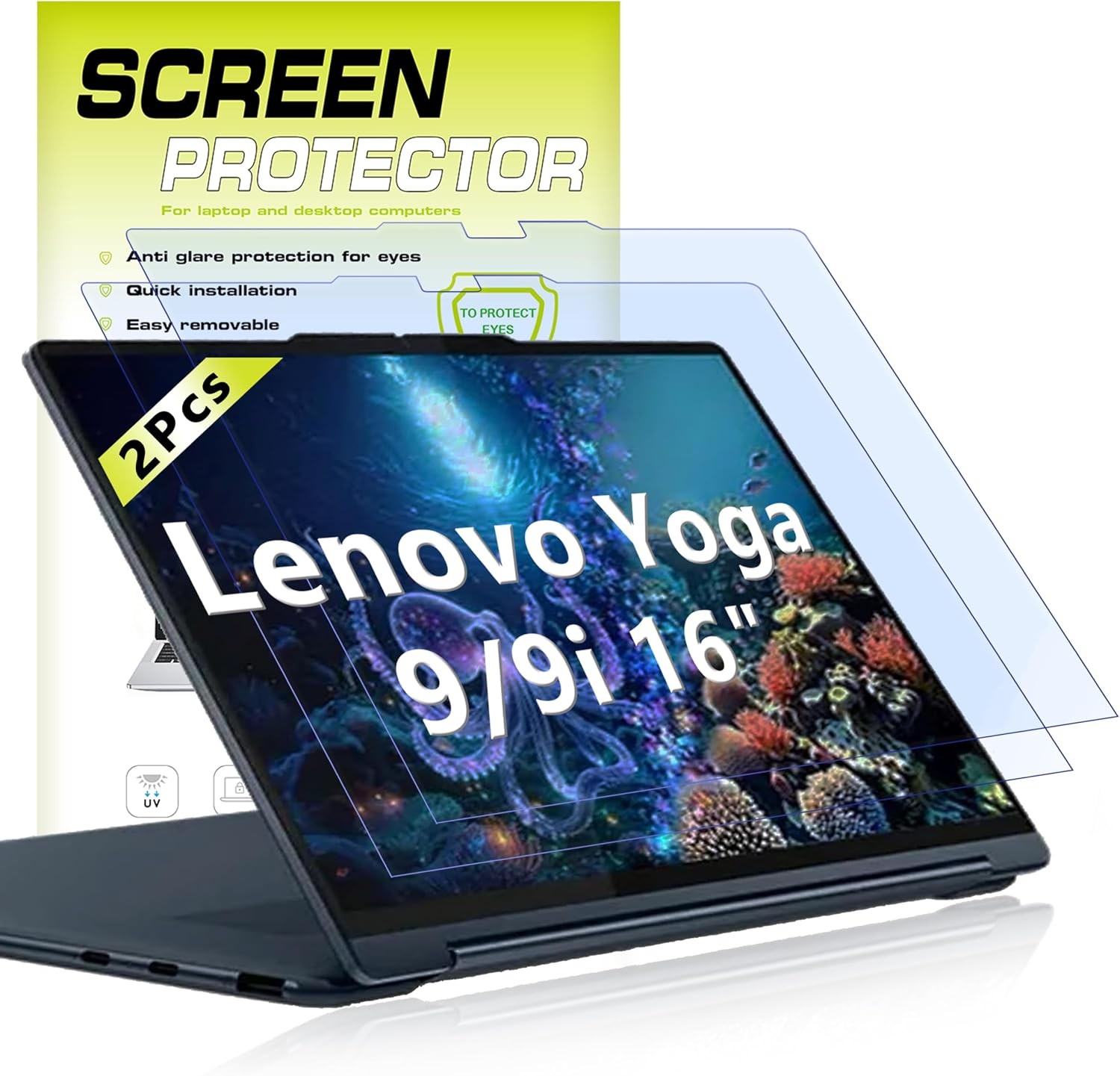 2 Pack Anti Blue Light Screen Protector for Lenovo Yoga 9i 2-in-1 Aura Edition 1