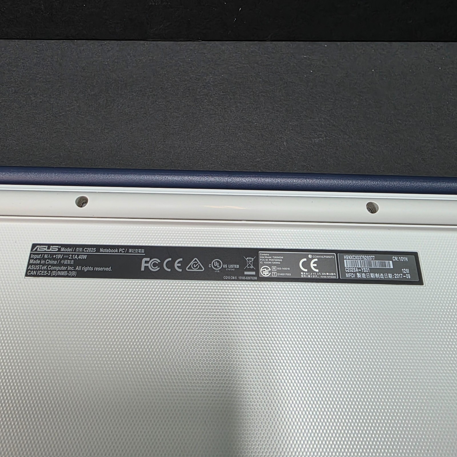 ASUS C202S Chromebook 11.6″ 4GB/16GB Reset w/ Charger One Owner Very Good