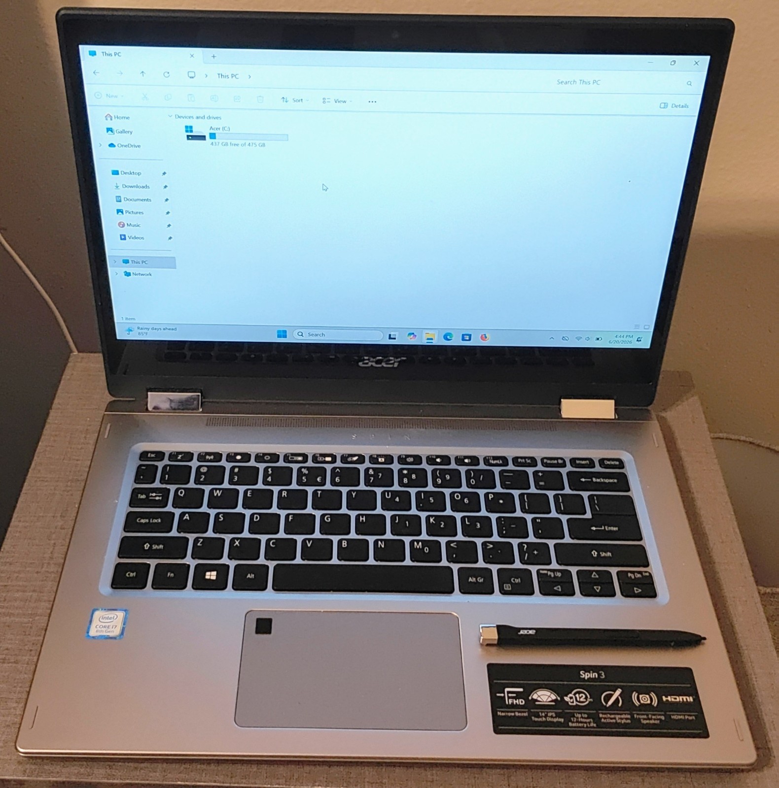 Acer Spin 3 SP314-53N-77AJ 14″ i7-8565U 1.99GHz 16GB RAM 512GB SSD