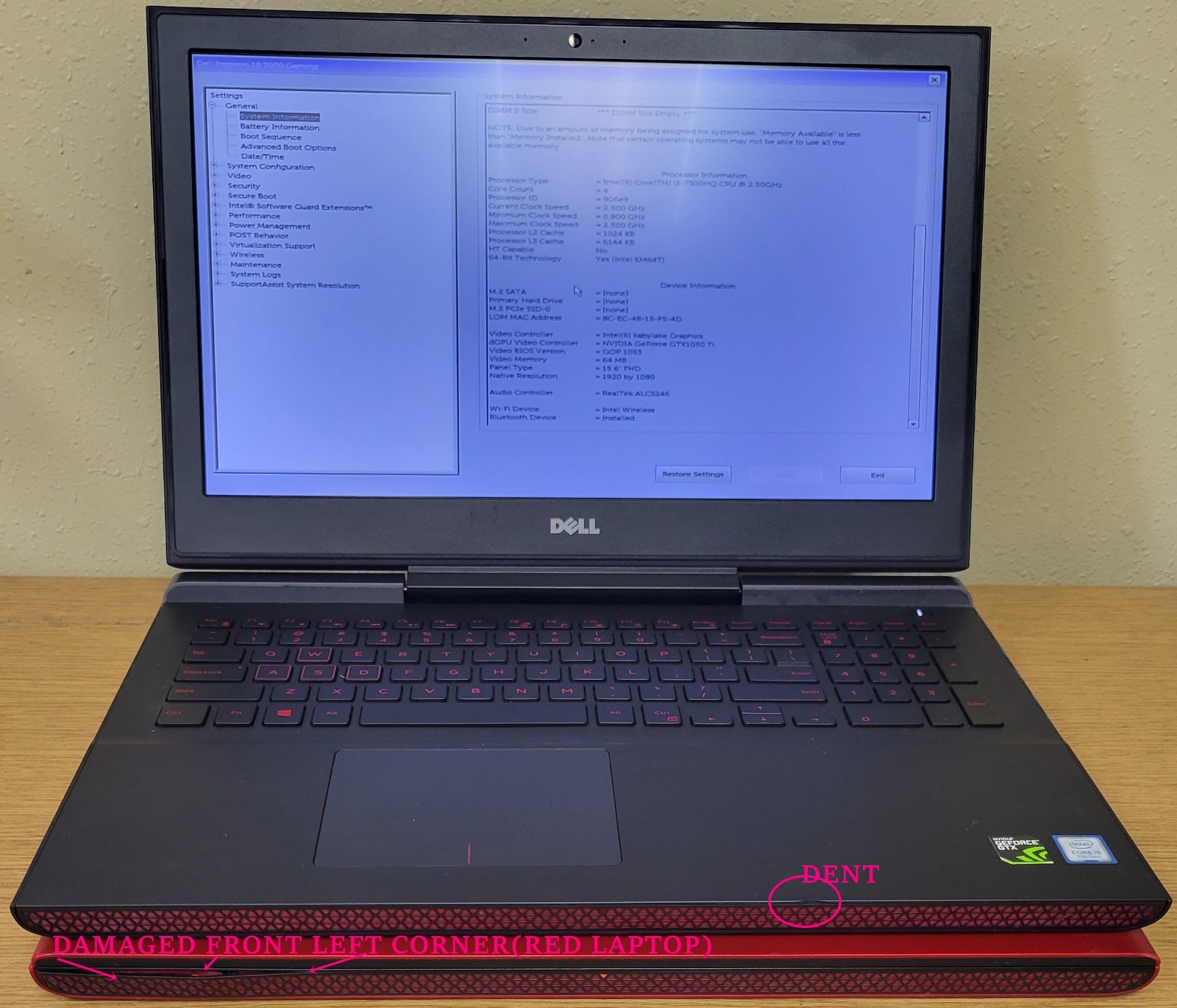 (Lot of 2)Dell Inspiron 15 7000 Gaming i5/i7-7th Gen 2.5/2.80GHz 16GB No OS/SSD