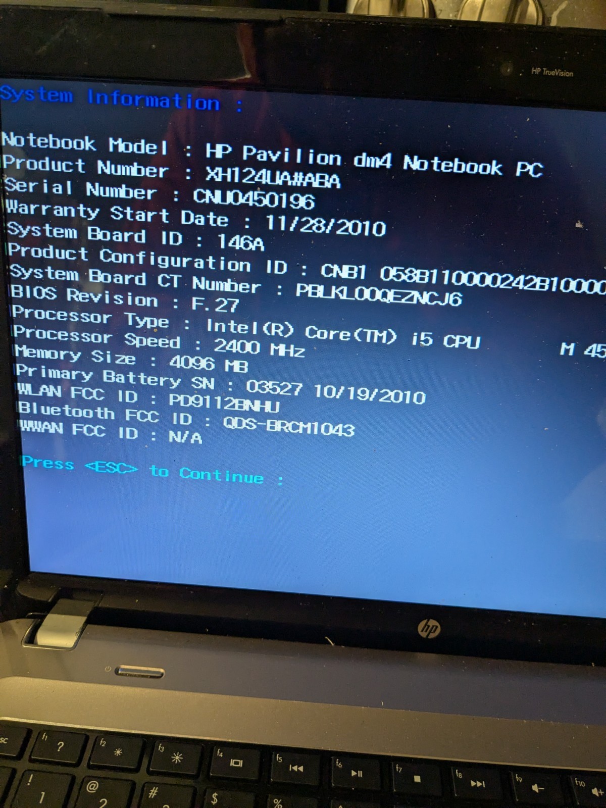HP Pavilion dm4-1160us 14″ Core i5 2.40GHz 4GB Win 7 Webcam No HDD
