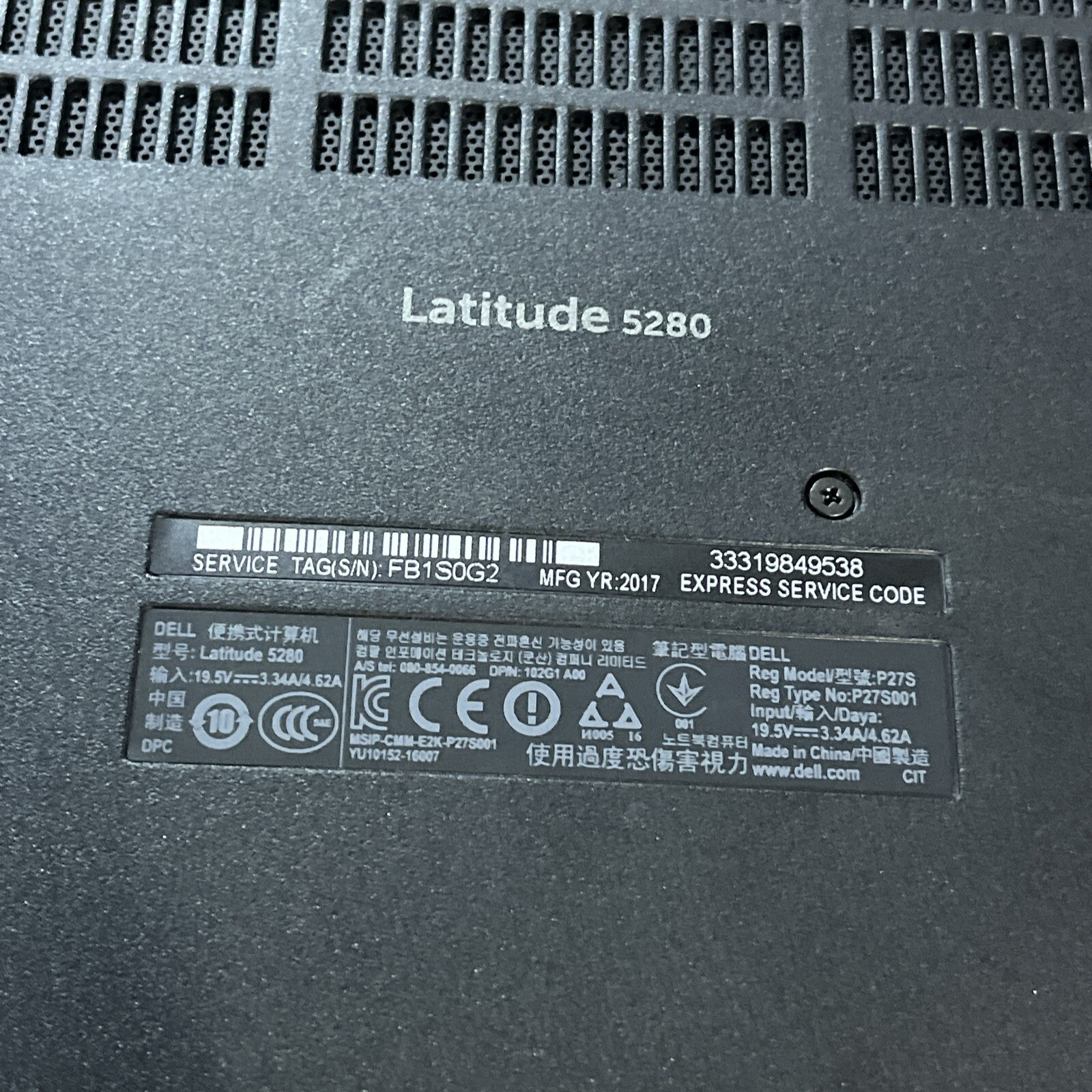 DELL LATITUDE 5280 INTEL CORE I3-7100U 2.40GHZ 8GB RAM NO HD ::