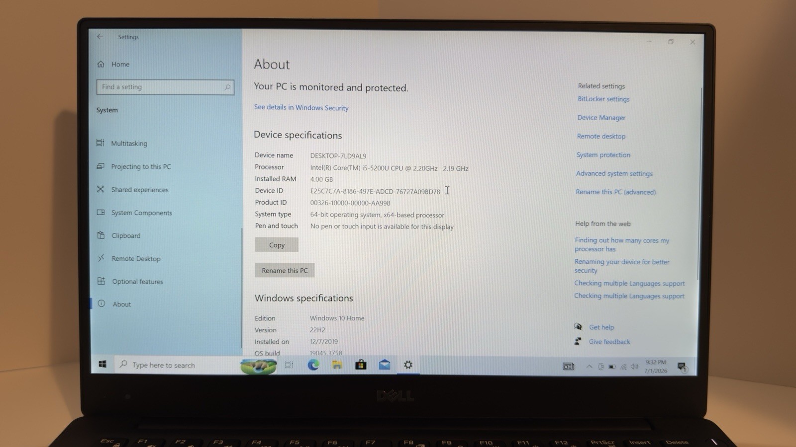 Dell XPS 13 9343 Laptop – i5-5200U 4GB RAM