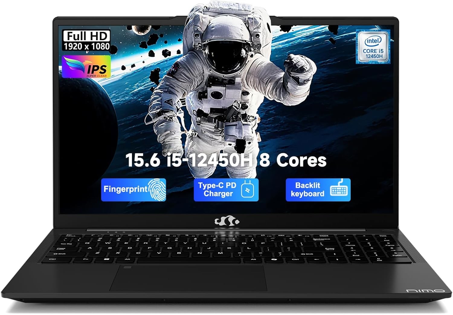 NIMO 15.6 FHD lPS Laptop, 8 Cores Intel i5-12450H 8GB RAM 256GB SSD Up to 4.4GHz