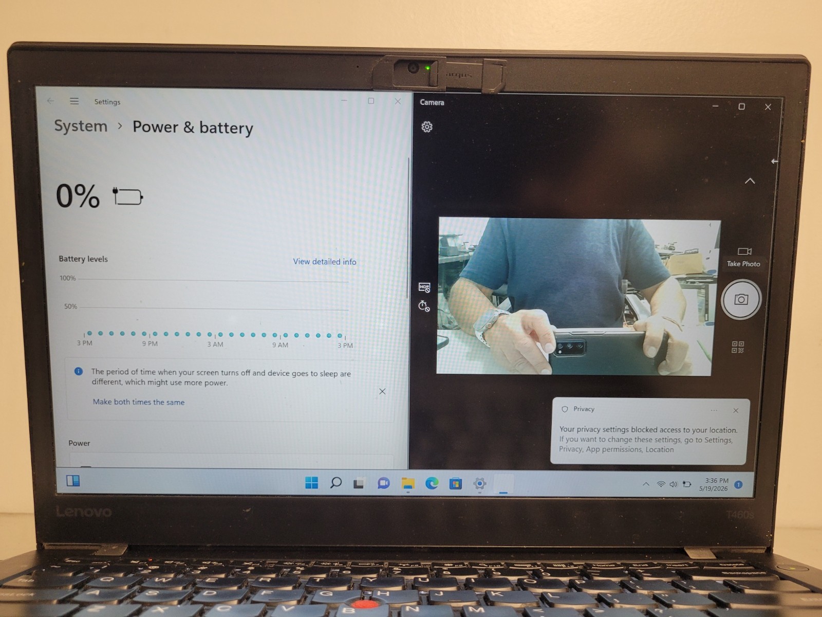 Lenovo ThinkPad T460s 14″ i7-6600u 2.6gh 8gb ram 500gb ssd w11p charger PC0BPN4M