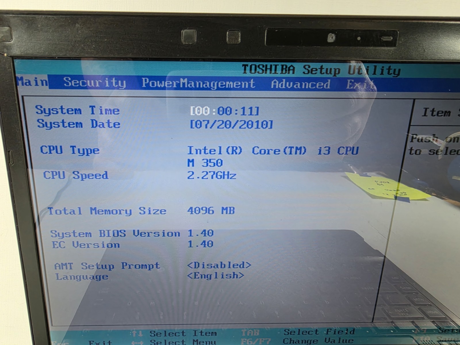 Toshiba Portege R705-P25 laptop 4GB NO HDD